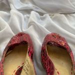 Two Lips Faux Snakeskin Peep Toe Slingback Pumps Red Size 6.5 Photo 11