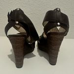 Michael Kors KORS Brown Leather Jute Wedge Sandals Size 8 Photo 5