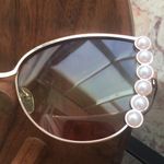 New Chic Fashion Cat Eye Pearl Bling Embellished Gradient Lend Sunglasses Gold Photo 3