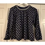 Old Navy  blue printed embroidered neckline blouse size small Photo 1