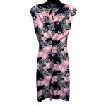 Connected Apparel ‎ Sz 6 Black/Pink/Purple Floral Sleeveless Sheath Dress Lined Photo 3