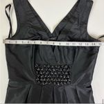 Bebe silk beaded bubble hem mini dress in black - size XS Photo 13