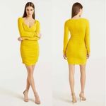 Cinq à Sept New!‎ Cinq A Sept Yellow Long Sleeve Ruched V Neck Miah Mini Dress, size 2 Photo 1