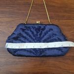 Blue Floral Sequin Chic Feminine Romantic Whimsigoth Retro Evening Clutch Bag Photo 3