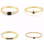 Boutique NEW Dainty Gold Plated Sterling Black Synthetic Diamond‎ Ring, Size 6 Photo 9