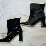 Good American Black Patent Leather Square Toe Block Heel Boots Women’s Shoe 8 Photo 7