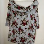Rue 21 Dress Off The Shoulder Floral Print Gray Rose Casual Long Sleeve Photo 4
