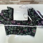 ZARA NWT  - crop top floral black purple green 100% cotton Sz L Photo 3