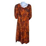 Johanna Ortiz Dramatic Sunset 3/4 Balloon Sleeve Midi Dress Size 10 Orange Photo 10