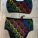 Feather 11 Rainbow Turtle Print Bikini Set High Waisted Swimsuit S Black Photo 0