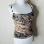 ZARA Black and Brown Mesh Ruched Corset Camisole Top Photo 2