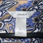 CJ Banks blue and tan paisley print button front jacket size 1X Photo 3