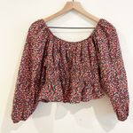 ZARA  Top Women Size Small Pink Floral Poplin Blouse Boho Fit Flare CottageCore Photo 7