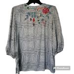 Johnny Was  Taryn top blue white tassels XS Photo 2