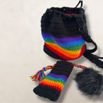 Handmade  Crochet PRIDE Rainbow Bucket Bag Set with Glasses Case and Keychain Photo 1
