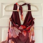 Blue Blush Burgundy and Pink Floral Halter Top with Tie Front Photo 1