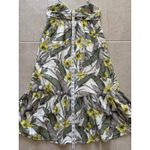 Banana Republic  Midi‎ Dress Womens Size 6 Linen Sweetheart Palm Beachy Summer Photo 7