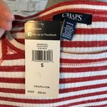 CHAPS Palm Point Striped Lace-Up Pullover Red Boatneck Small Photo 4
