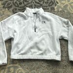 Calvin Klein Performance 1/4 Zip Cropped Pullover White Large Photo 0