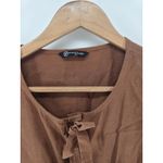Pretty Garden Womens Brown Long Sleeve Tie Front Peplum Blouse Top XXL Size undefined Photo 1
