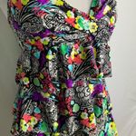 24 & Ocean La Blanca Multicolor Floral Tiered Tankini Top S Photo 1