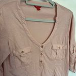 Guess  Roll Tab Y2K Womens Top Sz M Soft Pink Utility Modal Preppy Academia Comfy Photo 10