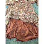 Versona Womens Paisley Print Tiered Ruffle Neck Tie Mini Dress Small Orange Photo 5