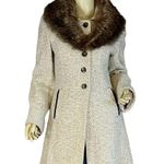 VINTAGE CIRCA 1980'S J. MARCO BEIGE & BROWN WOOL & FOX FUR COLLAR COAT (S) Photo 0