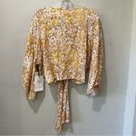 Japna NWT  India Kimono Batwing Flutter Sleeve Tie Front Wrap Blouse Crop Top S Photo 6