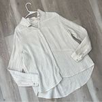 Eileen Fisher  Shirt organic cotton striped button up womens White xlarge natural Photo 0
