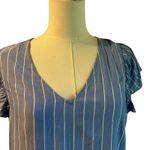 Old Navy Top Cap Sleeves Ruffles SZ S Ruffles Blue White Stripe Nautical Photo 2
