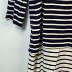 Milk Nursingwear Women's Pullover 3/4 Sleeve Striped Top Navy Blue & White Small Photo 2