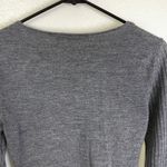 Krimson & Klover Sweater Womens Medium Gray Pullover Merino Wool V Neck Striped Photo 6