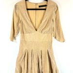 House Of Harlow Revolve Womens Romper Gold Talia Plunge Pleated Playsuit Small Photo 1
