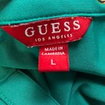 Guess Womens Long Sleeve V Neck Button Up Shirt Top Teal Green Size L Photo 5