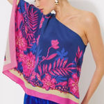 Lilly Pulitzer New Schaffer Silk One Shoulder Blouse Women’s Size 8 Blue Pink Photo 0