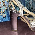 Nina  Size 8 Silver Strappy Chunk Heels Photo 2