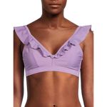 Time & Tru  NWT Women's Purple Ruffle Bikini Top Size L Photo 0
