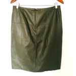 Worth New York Fern Green Leather Seamed Slim Zippered Lined Midi Skirt Luxe 10 Photo 1