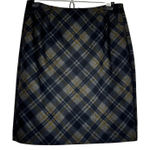 CAbi Blue Green Plaid Mini Pencil Skirt Womens 6 Preppy Academia School Girl Photo 0