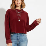 Altar'd State NWT Altar’d State Ribbed Cropped Top Womens S Rust Cozy Casual Long Sleeve Photo 0