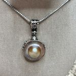 Artisan Sterling Silver 925 Mother of Pearl Blister Pearl Pendant Necklace Photo 12