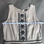 Loft Petites Beige Linen Romper with Black Floral Embroidery 6P NEW Photo 9