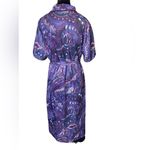 Femme of Dallas Vintage 70s Volup Purple Hippie Eclectic Floral Zip Up Mid Dress Size 1X Photo 5
