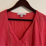 fever Coral Stripe Crochet Keyhole Boho Top in Size XL Pink Photo 6