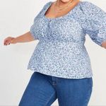 Old Navy Floral Puff-Sleeve Smocked Button Down Blouse Size S Photo 0