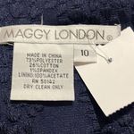 Maggy London  Vintage Embroidered Navy Blue Evening Dress Sz 10 Special Events Photo 4