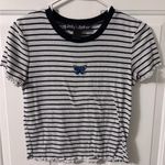 Polly & Esther  Black and White Striped Crop Top Small Photo 0