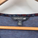 Toad&Co Dress‎ Womens Medium Blue Red Flower Print Organic Cotton Blend Pockets Photo 2