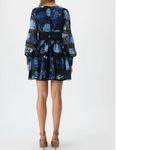 Bardot  Hallie Blue Black Floral Mini Dress Lace‎ V Neck Button Long Sleeve 6 Med Photo 2